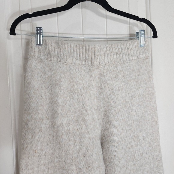 Was & Now Wide Leg Knit Pants Womens M Beige Heathered Acrylic Blend Pull On - Picture 4 of 10